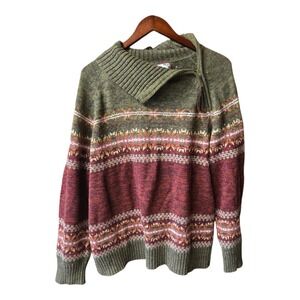 Tiara International Christmas Sweater Santa Full Zip Large Ugly Sweater